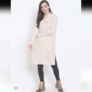 Forever 21 Women's Small 100% Cotton Longline Cream Jacket